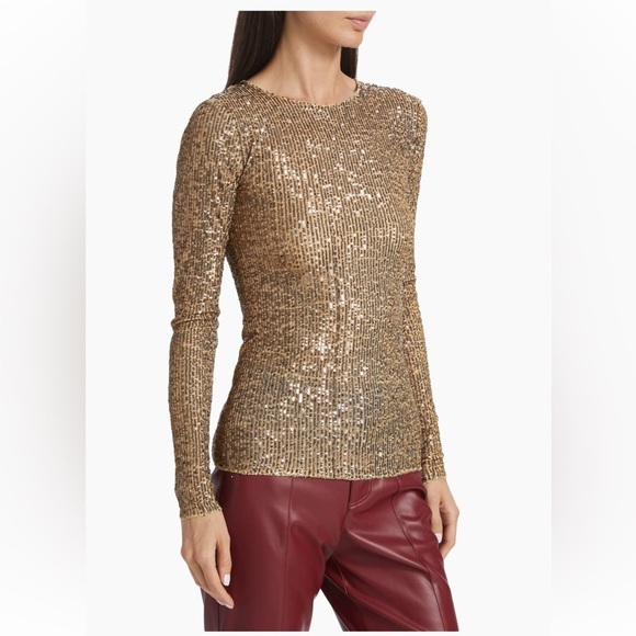 Free People Intimately Gold Rush Combo Sequins Top Blouse Size Small - Picture 4 of 15
